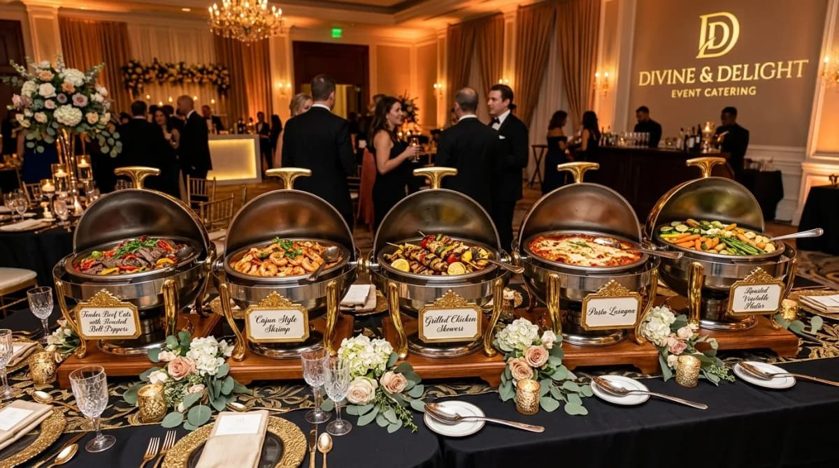 Divine & Delight event catering and buffet setup