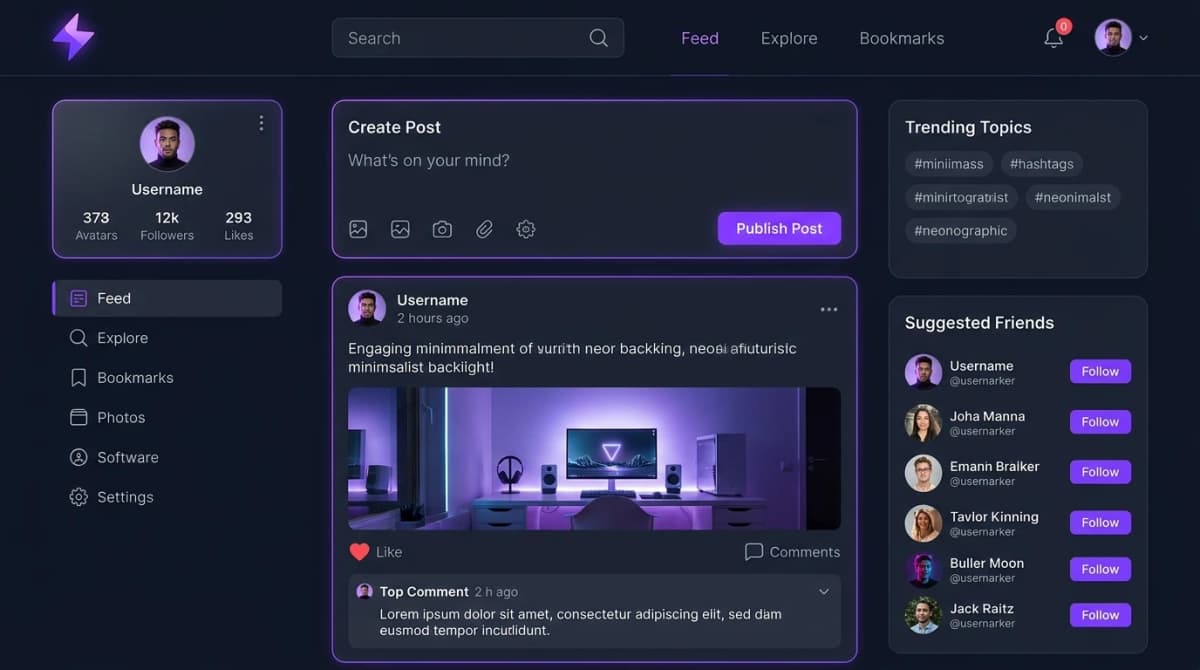 Social App modern social media platform interface